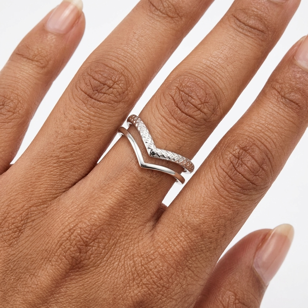 Double Chevron Silver Ring