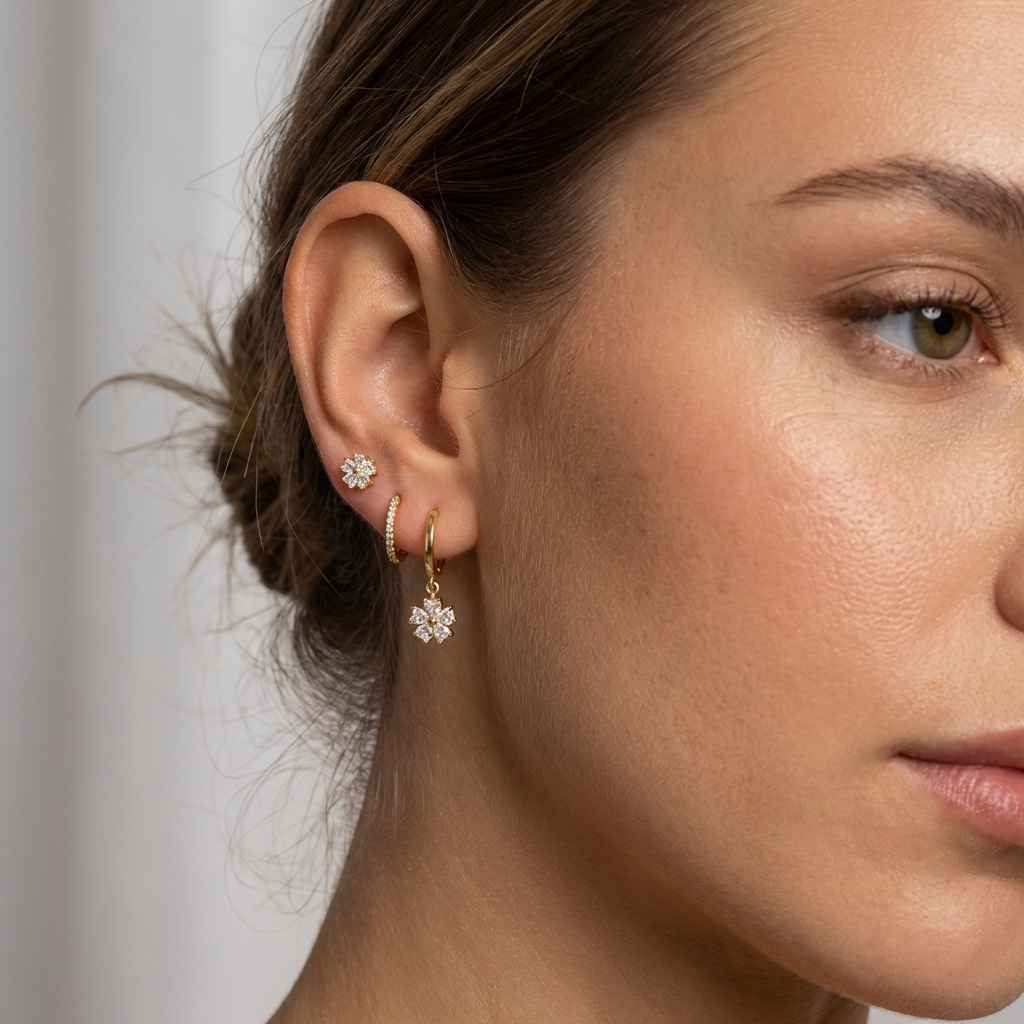 Malia Floral Crystal Earrings Set