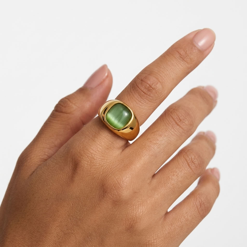 Odette Green Cat's Eye Ring