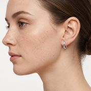 Aria Split Band Silver Hoops