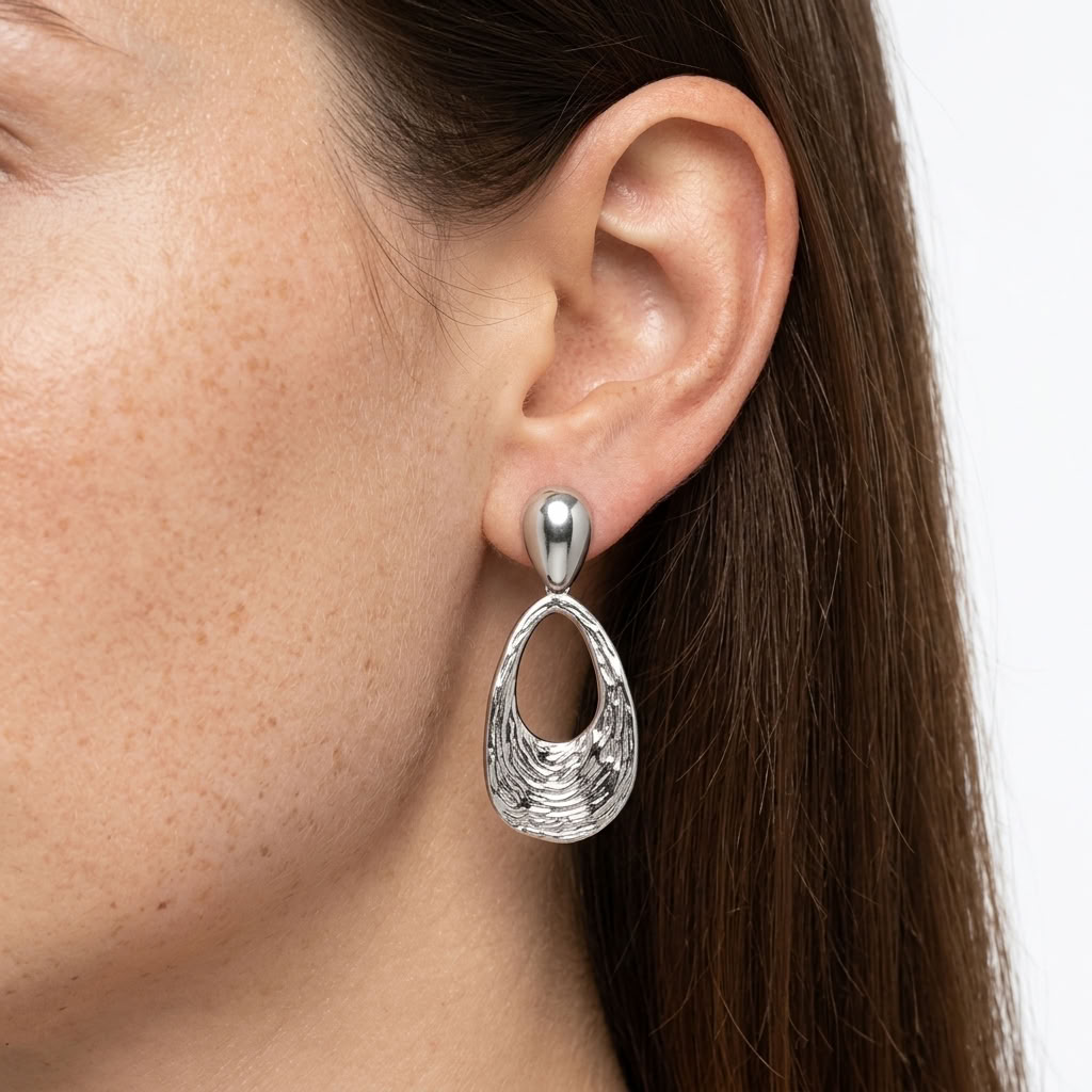 Sculptural Silver Drop Earrings