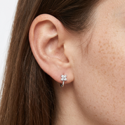 Daisy Sparkle Silver Hoops