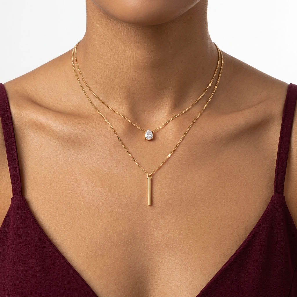 Coralie Layered Teardrop Necklace Set
