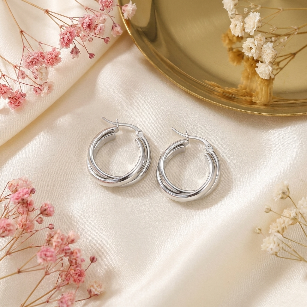Talia Sleek Silver Hoops