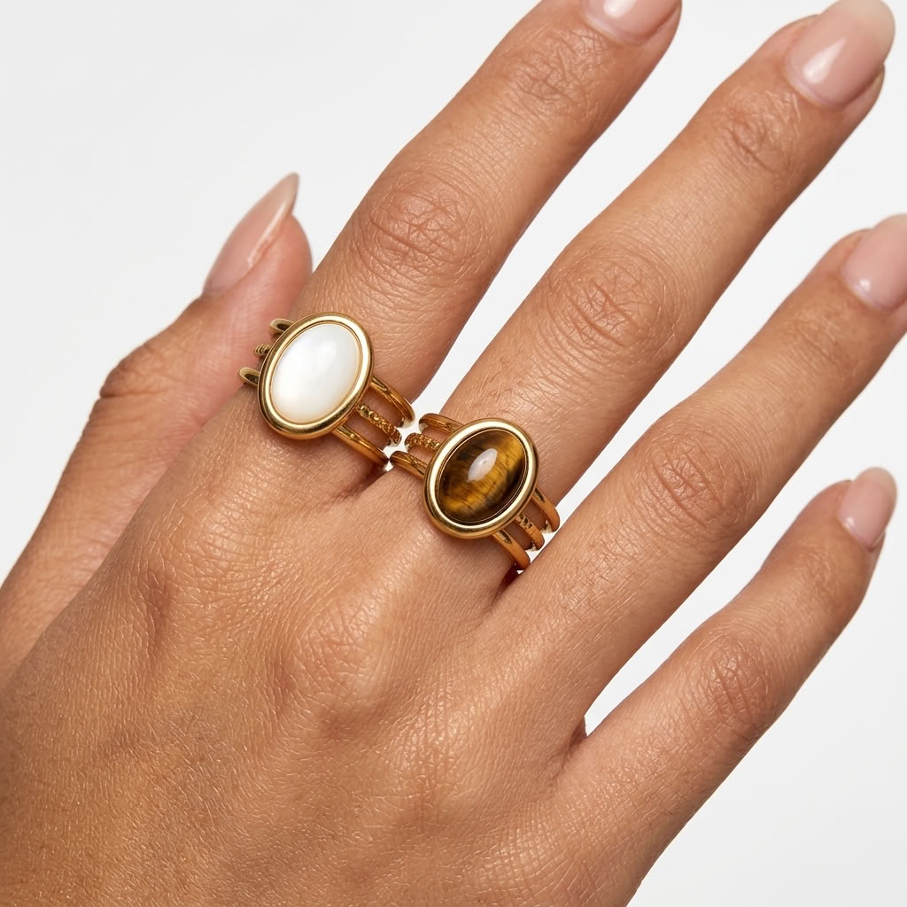 Mila Cabochon Ring Set