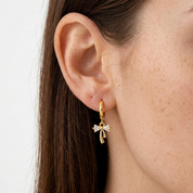 Crystal Bow Gold Earrings