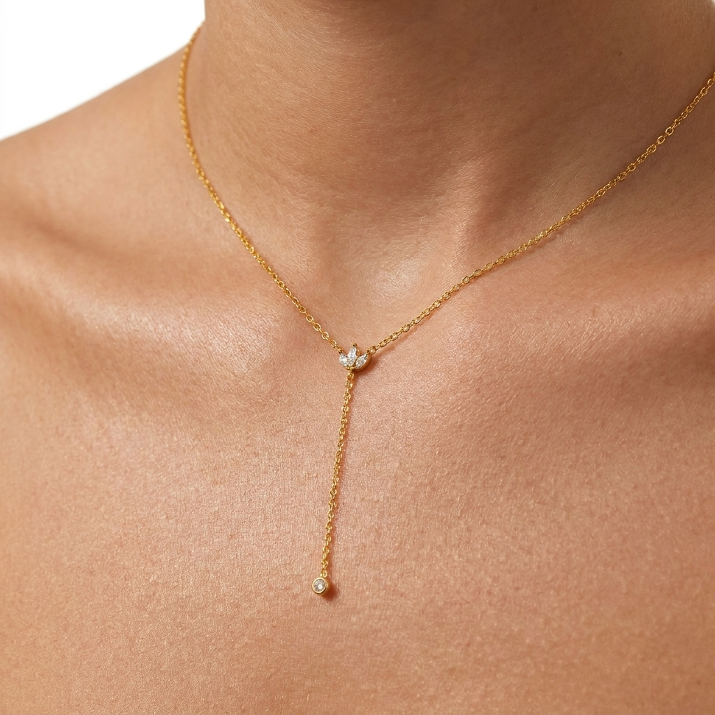 Crystal Lariat Drop Necklace