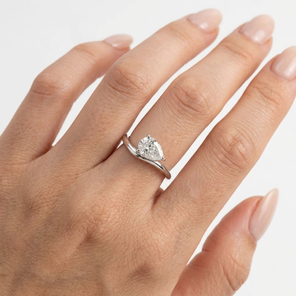 Silver Teardrop Statement Ring