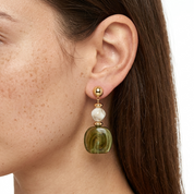 Ivy Green Marbled Drop Earrings