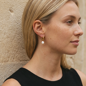 Ines Textured Pearl Hoops
