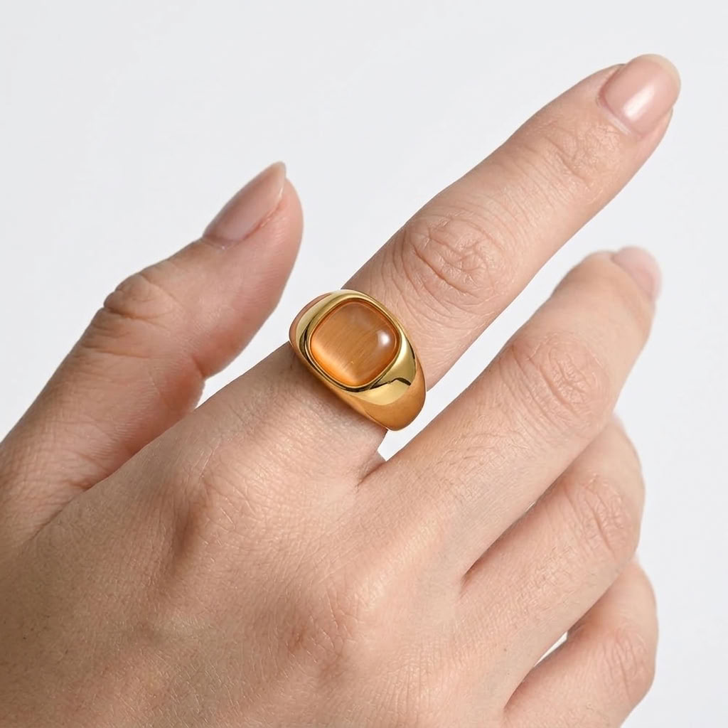 Odette Pink Cat's Eye Ring