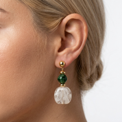 Ivy White Marbled Drop Earrings