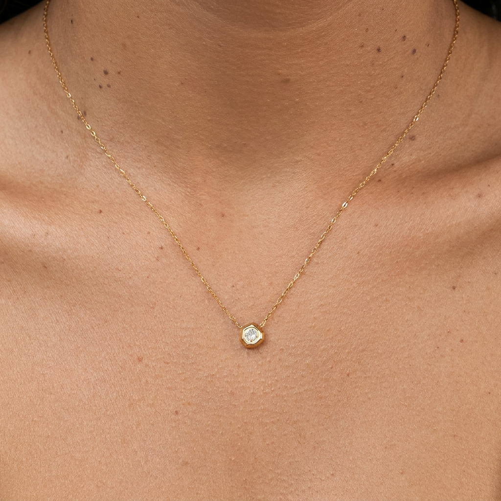 Gia Gold Crystal Charm Necklace