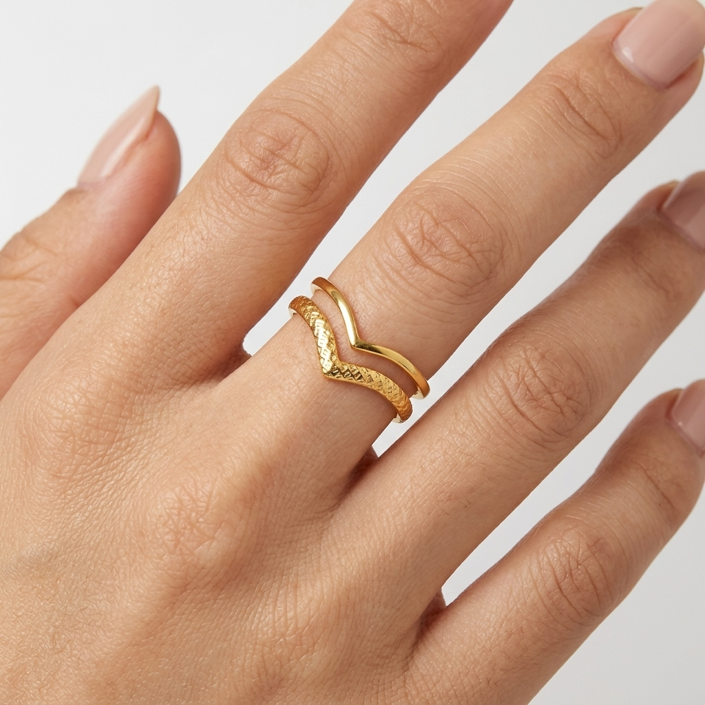 Double Chevron Gold Ring