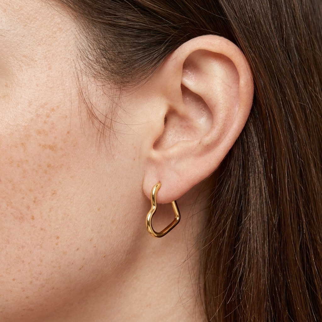 Gold Heart Shaped Hoops