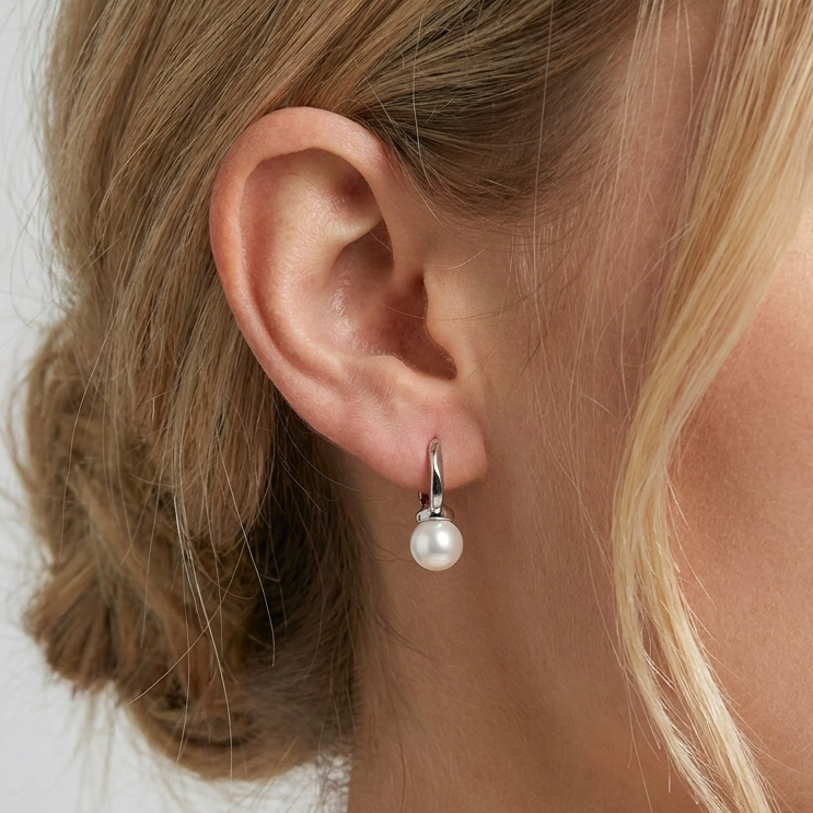 Esme Pearl Hoop Earrings