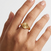Gold Sunburst Signet Ring