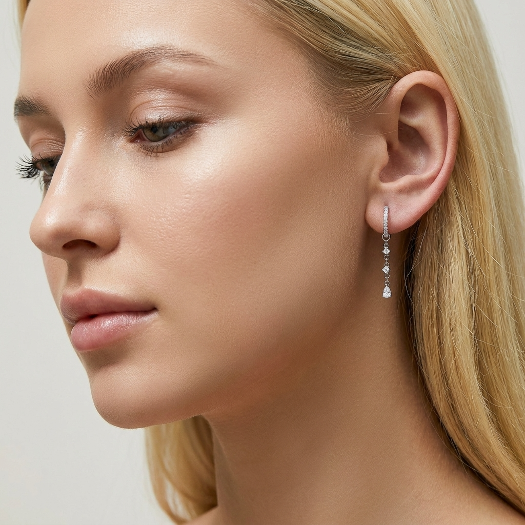 Selene Silver Drop Earrings