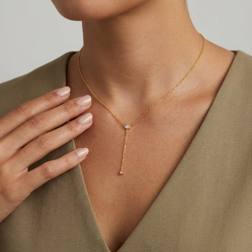 Crystal Lariat Drop Necklace