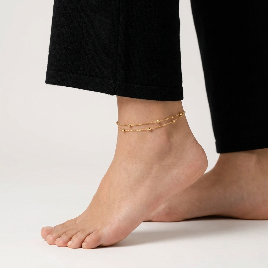Corinne Twin Bead Anklet