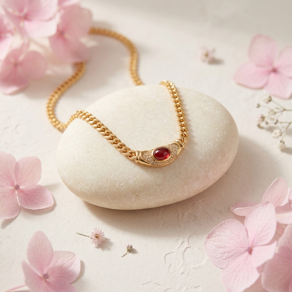 Vintage Red Cabochon Collar