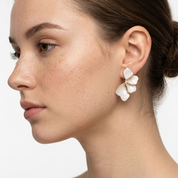 Iris Marbled White Statement Earrings