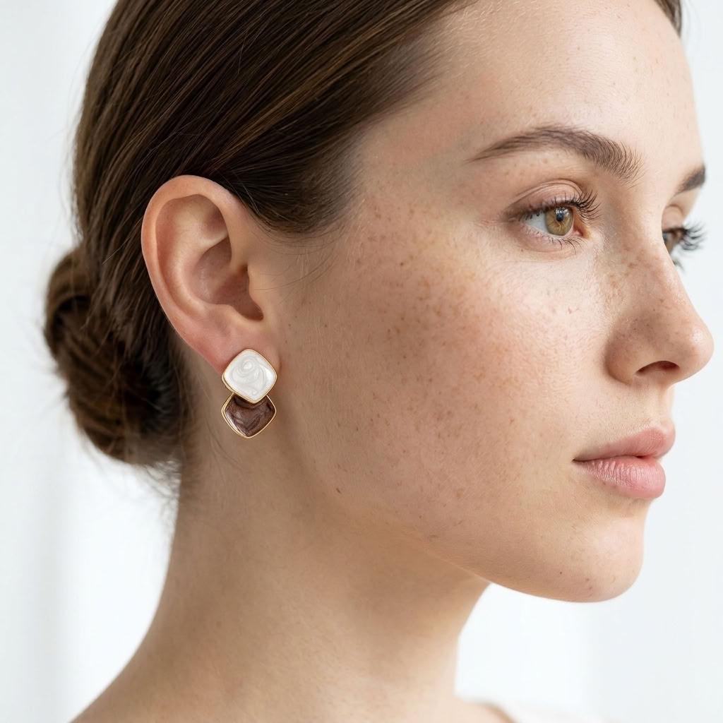 Isla Two-Tone Marbled Earrings