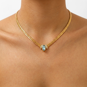 Aquamarine Herringbone Chain