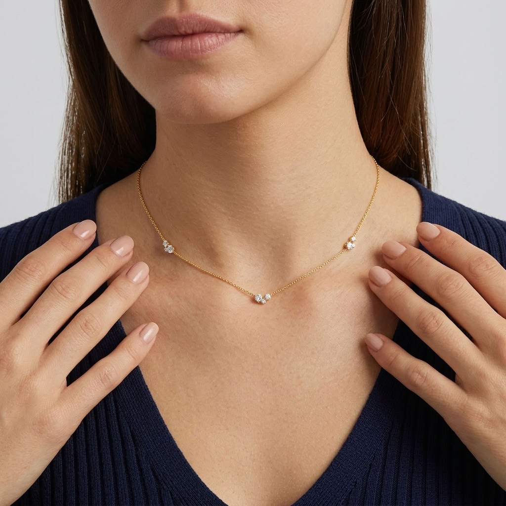 Aria Dainty Crystal Trio Necklace