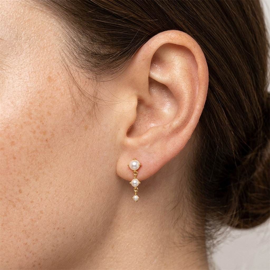 Triple Pearl Earrings