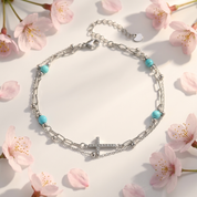 Lucia Silver Cross Anklet
