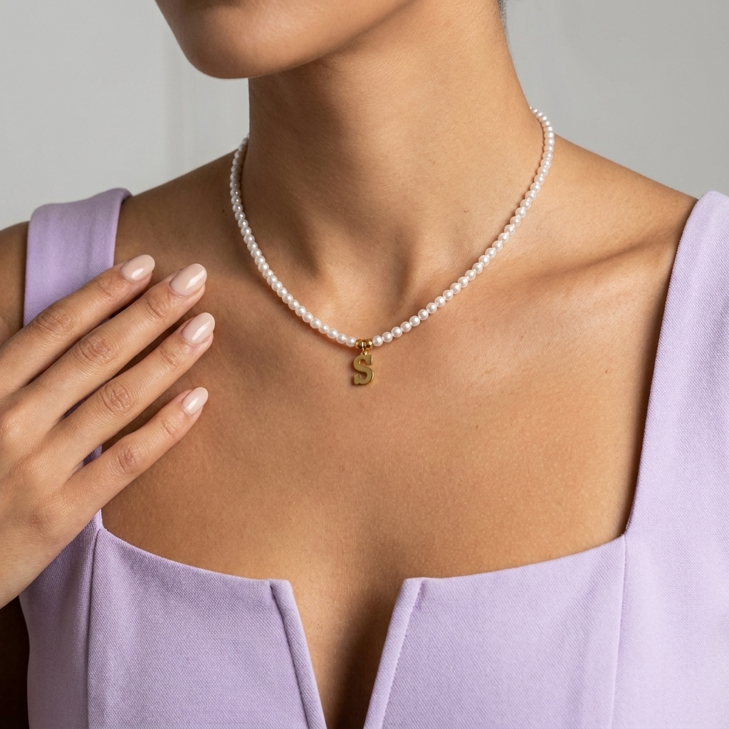 Nova Initial Pearl Necklace