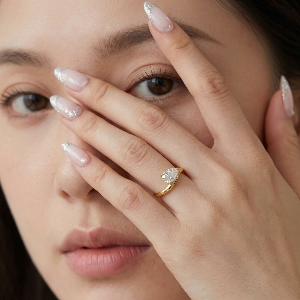 Gold Teardrop Statement Ring