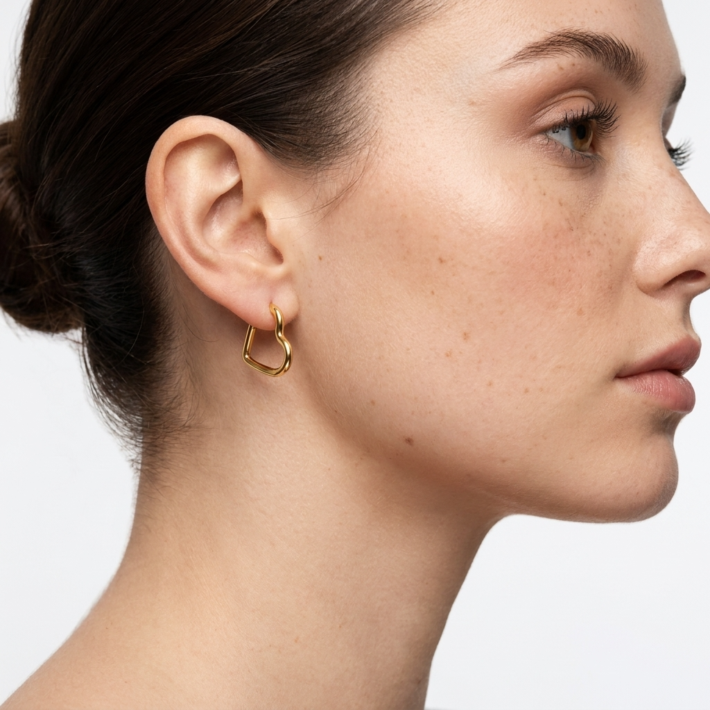 Gold Heart Shaped Hoops