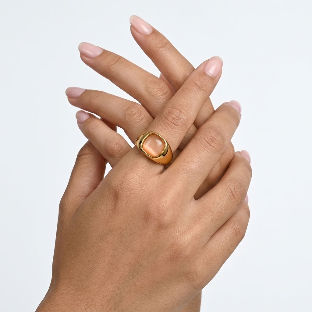 Odette Pink Cat's Eye Ring