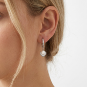 Mia Silver Pearl Hoops