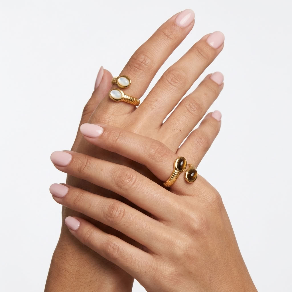 Ivy Ridged Cuff Ring Set