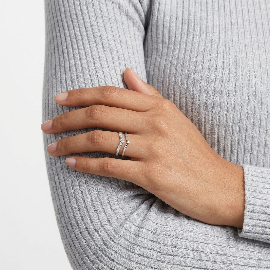 Double Chevron Silver Ring