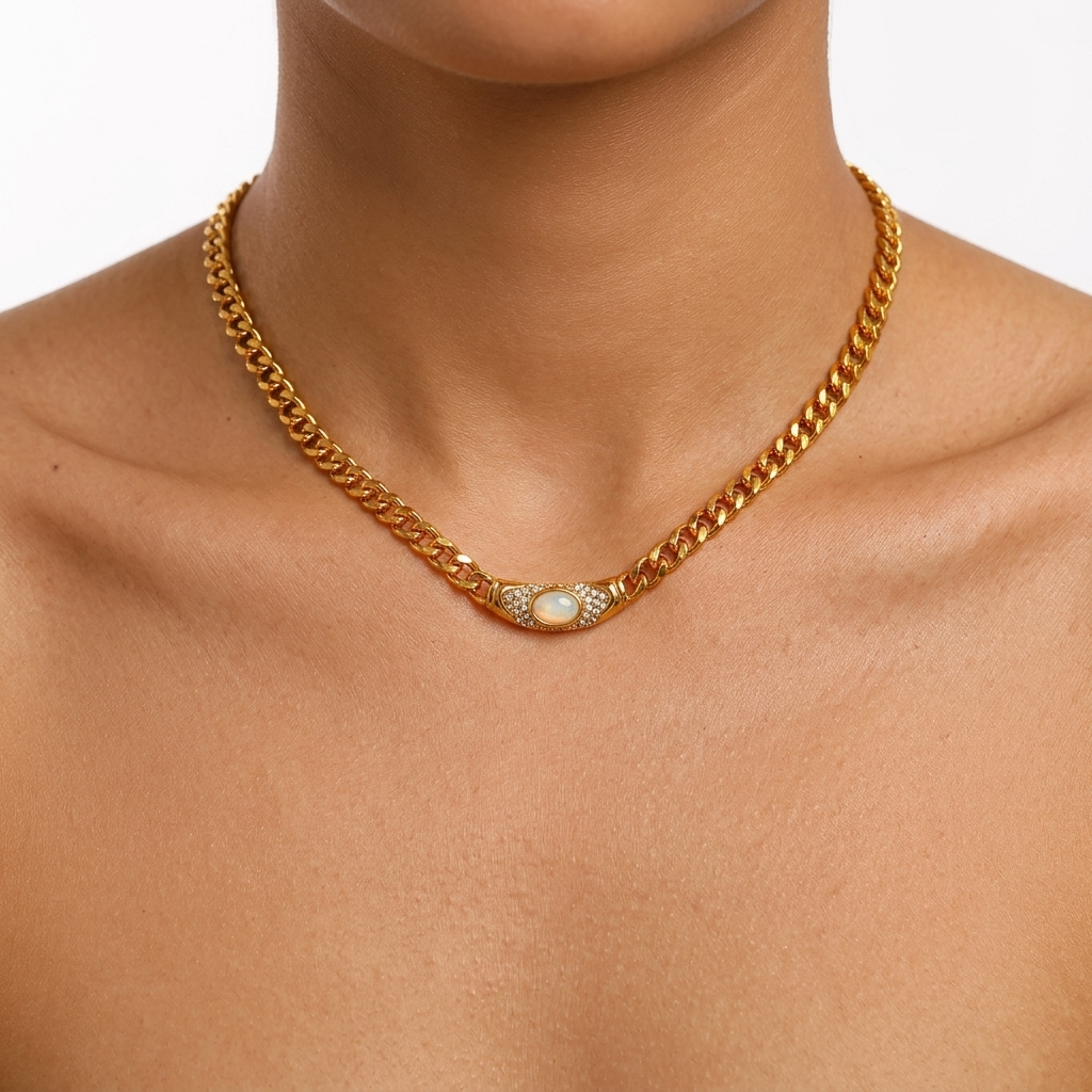 Vintage Crystal Cabochon Collar