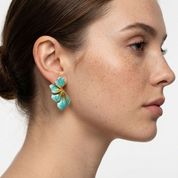 Iris Marbled Turquoise Statement Earrings