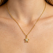 Crystal Honu Gold Necklace