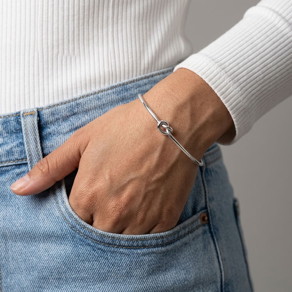 Nora Silver Knot Cuff Bracelet