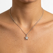 Crystal Honu Silver Necklace