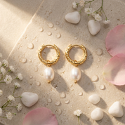 Ines Textured Pearl Hoops