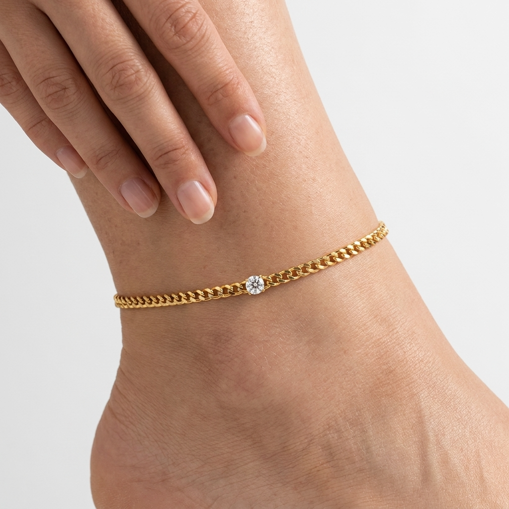 Eden Solitaire Curb Anklet