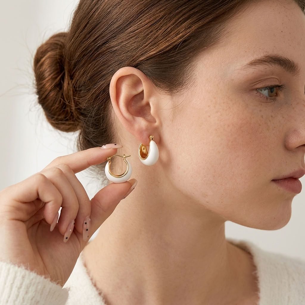 Sienna Cream Huggie Earrings