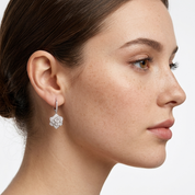Crystal Camellia Silver Earrings