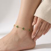 Evelina Crystal Clover Anklet