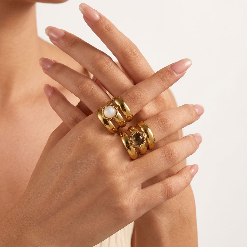 Cleo Chunky Medallion Ring Set