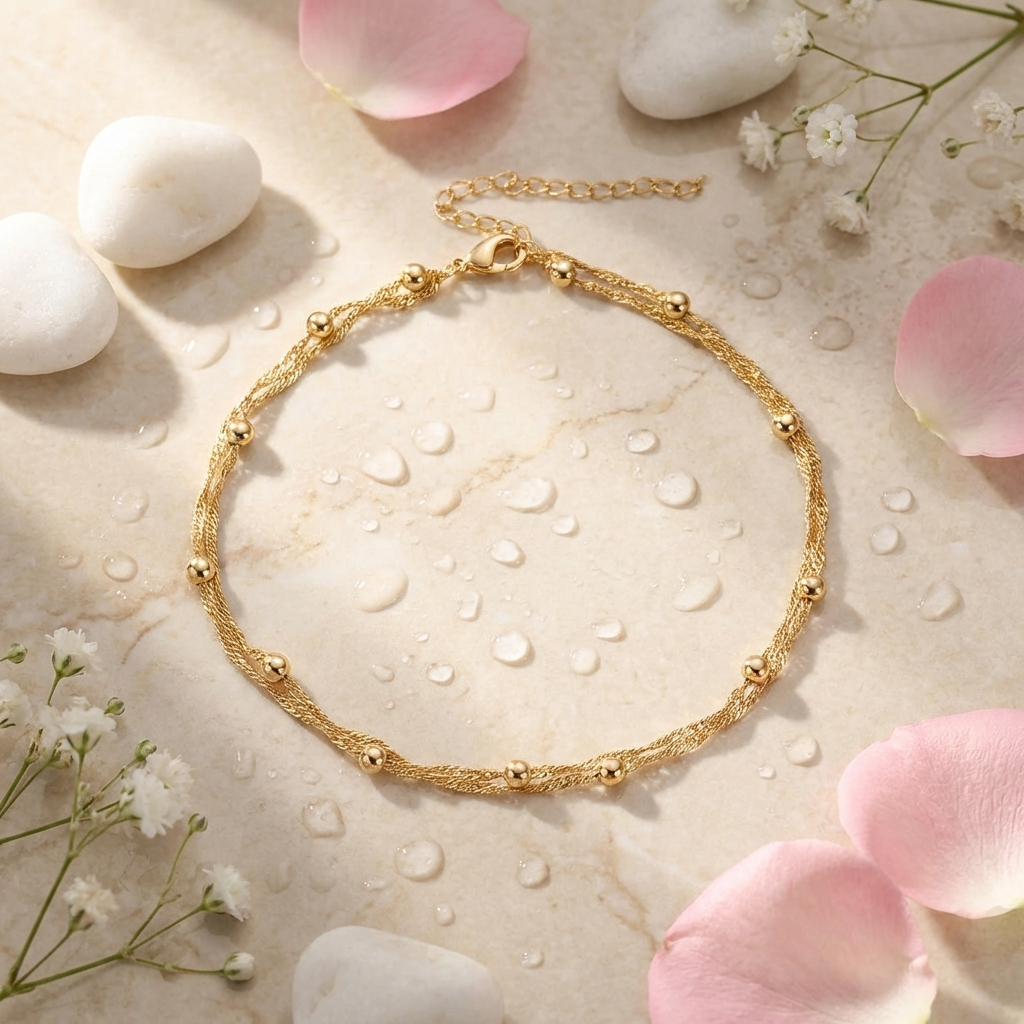 Corinne Twin Bead Anklet